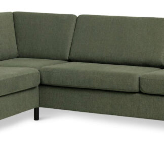 Pan set 2 OE left sofa med chaiselong - vinter mosgrøn polyester stof og sort træ