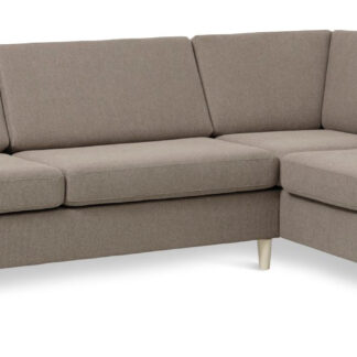 Pan set 3 OE right sofa med chaiselong - antelope beige polyester stof og natur træ