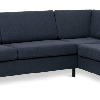 Pan set 3 OE right sofa med chaiselong - blå polyester stof og sort træ