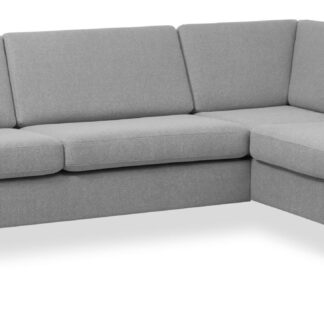 Pan set 3 OE right sofa med chaiselong - gråt polyester stof og børstet aluminium