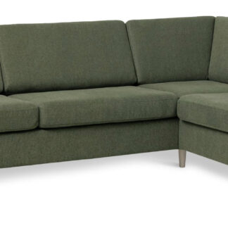 Pan set 3 OE right sofa med chaiselong - vinter mosgrøn polyester stof og natur træ