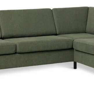 Pan set 3 OE right sofa med chaiselong - vinter mosgrøn polyester stof og sort træ