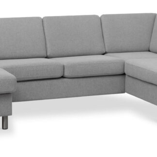 Pan set 5 U OE right sofa med chaiselong - grå polyester stof og børstet aluminium