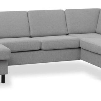 Pan set 5 U OE right sofa med chaiselong - grå polyester stof og sort træ