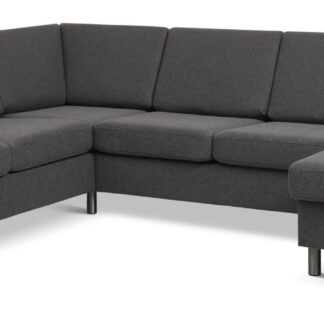 Pan set 6 U 2C3D sofa med chaiselong - antracitgrå polyester stof og børstet aluminium
