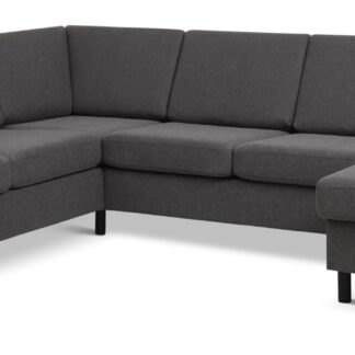 Pan set 6 U 2C3D sofa med chaiselong - antracitgrå polyester stof og sort træ