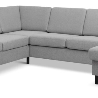 Pan set 6 U 2C3D sofa med chaiselong - grå polyester stof og sort træ