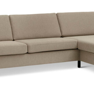 Pan set 8 3D XL sofa, m. chaiselong - antelope beige polyester stof og sort træ