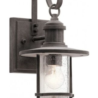 Riverwood Udendørs væglampe i aluminium og glas H31,7 cm 1 x E27 - Antik zink/Klar med dråbeeffekt