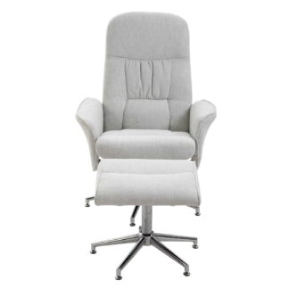 VENTURE DESIGN Rolf recliner lænestol, m. fodskammel - grå polyester og krom metal