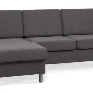Wendy set 1 3D sofa, m. chaiselong - antracitgrå polyester stof og børstet aluminium