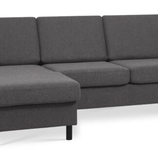 Wendy set 1 3D sofa, m. chaiselong - antracitgrå polyester stof og sort træ