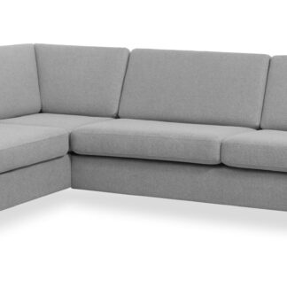 Wendy set 2 OE left sofa, m. chaiselong - grå polyester stof og børstet aluminium