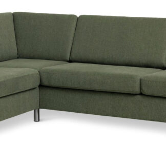 Wendy set 2 OE left sofa, m. chaiselong - vinter mosgrøn polyester stof og børstet aluminium