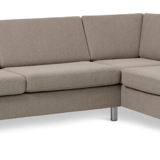Wendy set 3 OE right sofa, m. chaiselong - antelope beige polyester stof og børstet aluminium