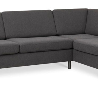 Wendy set 3 OE right sofa, m. chaiselong - antracitgrå polyester stof og børstet aluminium