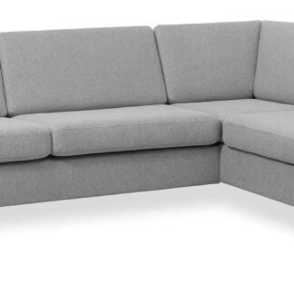 Wendy set 3 OE right sofa, m. chaiselong - grå polyester stof og natur træ