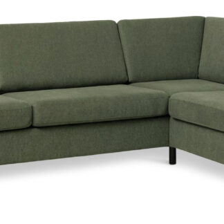 Wendy set 3 OE right sofa, m. chaiselong - vinter mosgrøn polyester stof og sort træ
