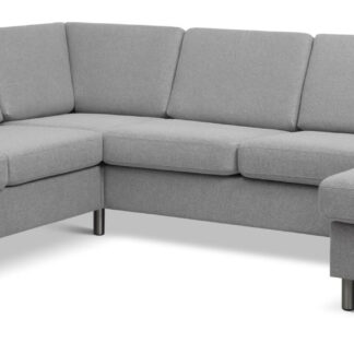 Wendy set 6 U 2C3D sofa, m. chaiselong - grå polyester stof og børstet aluminium