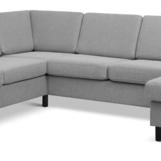 Wendy set 6 U 2C3D sofa, m. chaiselong - grå polyester stof og sort træ