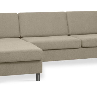 Wendy set 8 3D XL sofa, m. chaiselong - antelope beige polyester stof og børstet aluminium
