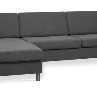 Wendy set 8 3D XL sofa, m. chaiselong - antracitgrå polyester stof og børstet aluminium