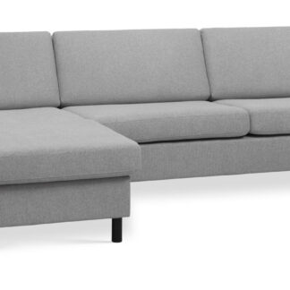 Wendy set 8 3D XL sofa, m. chaiselong - grå polyester stof og sort træ