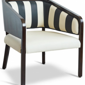 Authentic Models Martini lænestol i bøgetræ og læder B70 cm - Mørkebrun/Sort/Hvid