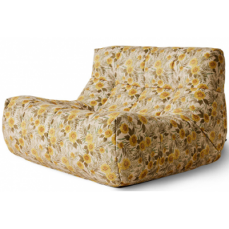 HK Lazy loungestol i polyester 105 x 105 cm - Blomstret gul