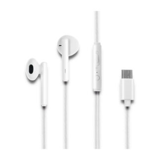 Qoltec In-Ear Høretelefoner med USB-C kabel - Med mikrofon & kontrolpanel - Hvid