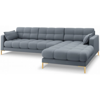 Mamaia højrevendt chaiselong sofa i polyester B293 x D185 cm - Guld/Lyseblå