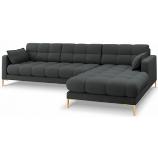 Mamaia højrevendt chaiselong sofa i polyester B293 x D185 cm - Guld/Mørkegrå