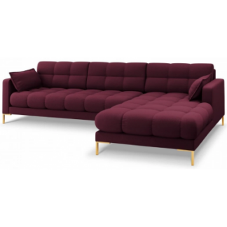 Mamaia højrevendt chaiselong sofa i polyester B293 x D185 cm - Guld/Mørkerød