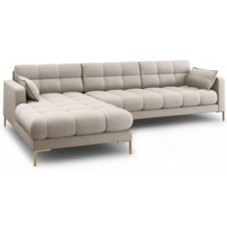 Mamaia venstrevendt chaiselong sofa i polyester B293 x D185 cm - Guld/Beige