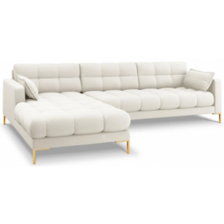 Mamaia venstrevendt chaiselong sofa i polyester B293 x D185 cm - Guld/Lys beige