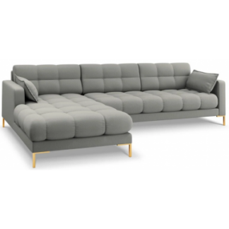 Mamaia venstrevendt chaiselong sofa i polyester B293 x D185 cm - Guld/Lysegrå