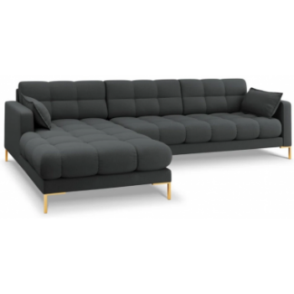Mamaia venstrevendt chaiselong sofa i polyester B293 x D185 cm - Guld/Mørkegrå