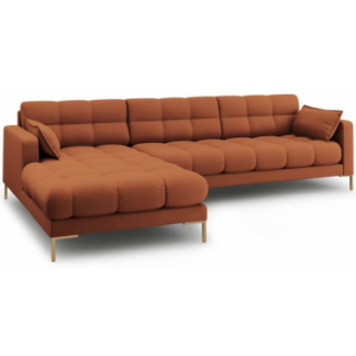 Mamaia venstrevendt chaiselong sofa i polyester B293 x D185 cm - Guld/Murstensrød