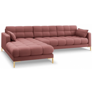 Mamaia venstrevendt chaiselong sofa i polyester B293 x D185 cm - Guld/Pink