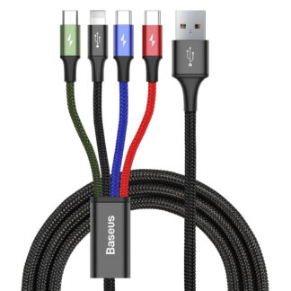 BASEUS 4-i-1 kabel - 2x USB-C /Lightning/MikroUSB - 1.2m