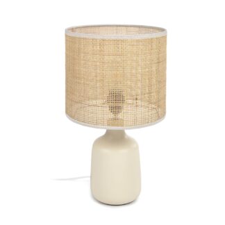 LAFORMA Erna bordlampe - natur bambus og beige keramik