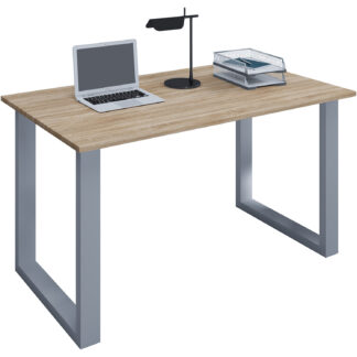 Lona U-feet skrivebord - natur træ og sølvgrå metal (140x50)