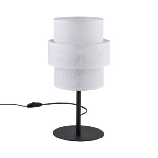 TK Calisto bordlampe - hvid stof og sort metal