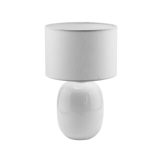 TK Melody bordlampe - hvid stof og hvid glas