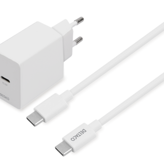 USB-C PD HURTIG oplader / adapter - 20W Inkl. USB-C til USB-C kabel - 5 års garanti