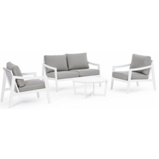 Sirenus loungesæt i aluminium og textilene - Hvid/Grå