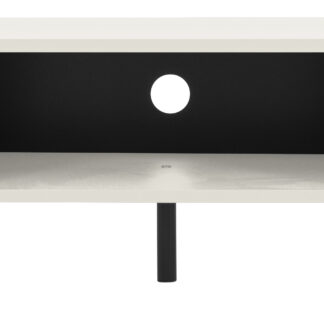 TENZO Corner TV-bord, m. 1 rum og 2 skuffer - bomuldshvid MDF/spånplader og sort metal