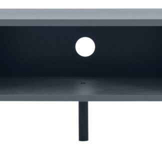 TENZO Corner TV-bord, m. 1 rum og 2 skuffer - søblå MDF/spånplader og sort metal