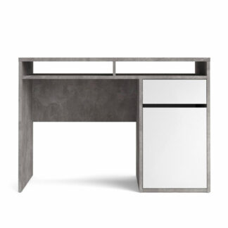 TVILUM Function Plus skrivebord, m. 1 låge, 2 rum og 1 skuffe - grå/hvid folie og plast (110,2x48,2)