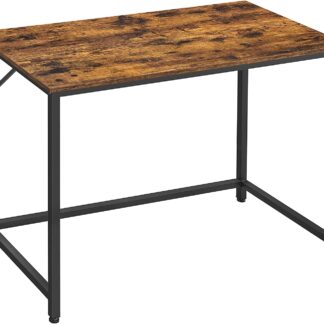 VASAGLE skrivebord, rektangulær - rustik brun spånplade og sort stål (50x100)